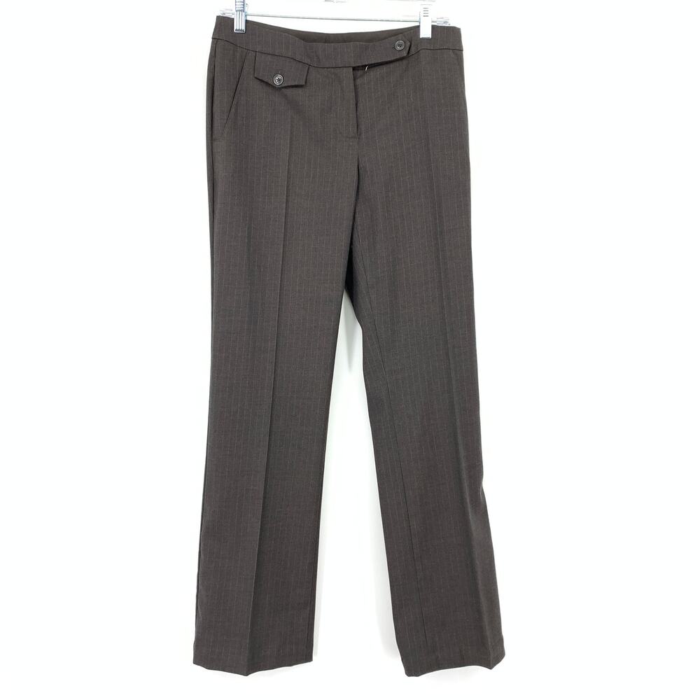 Kookai Straight Leg Dress Pants Womens Size 38 US M Brown Tan Pinstripe